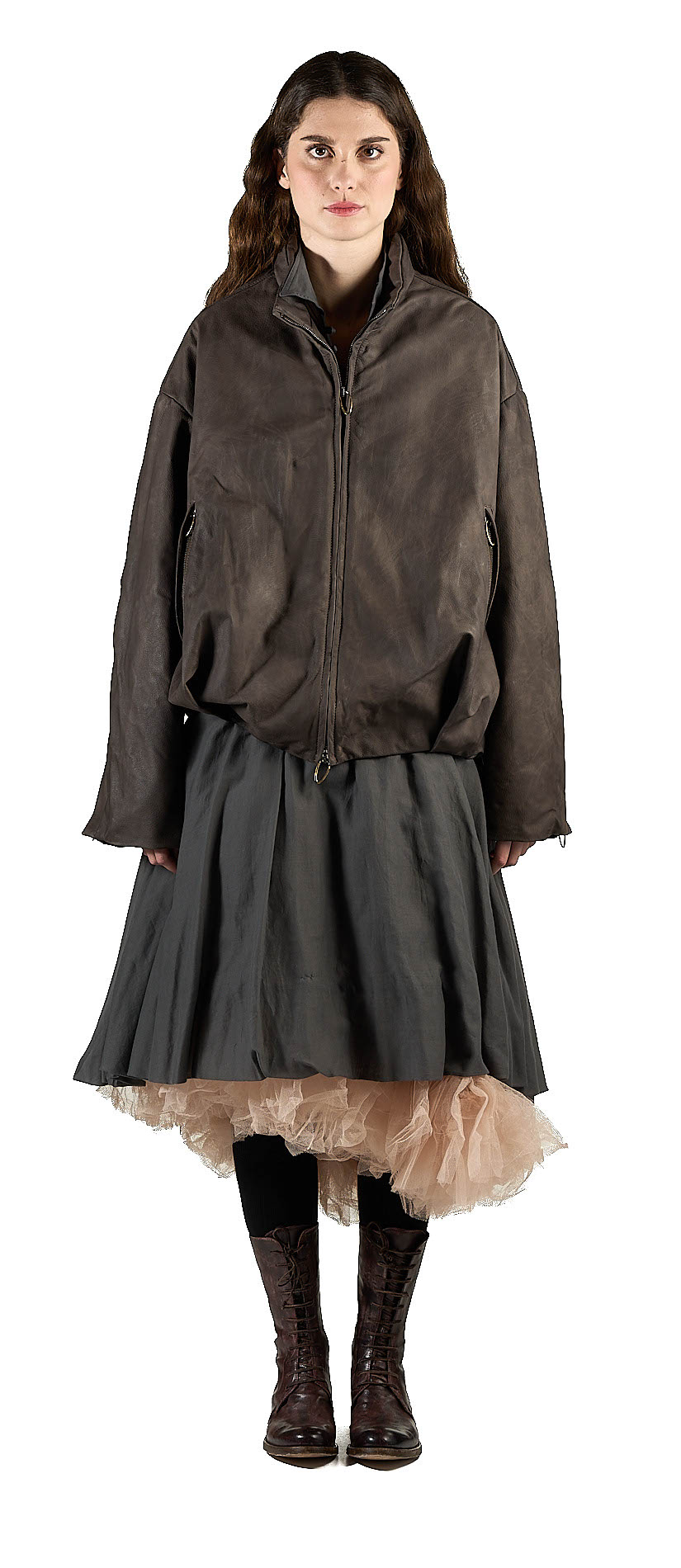 DANIELE BASTA LEATHER AND SILVER JACKET